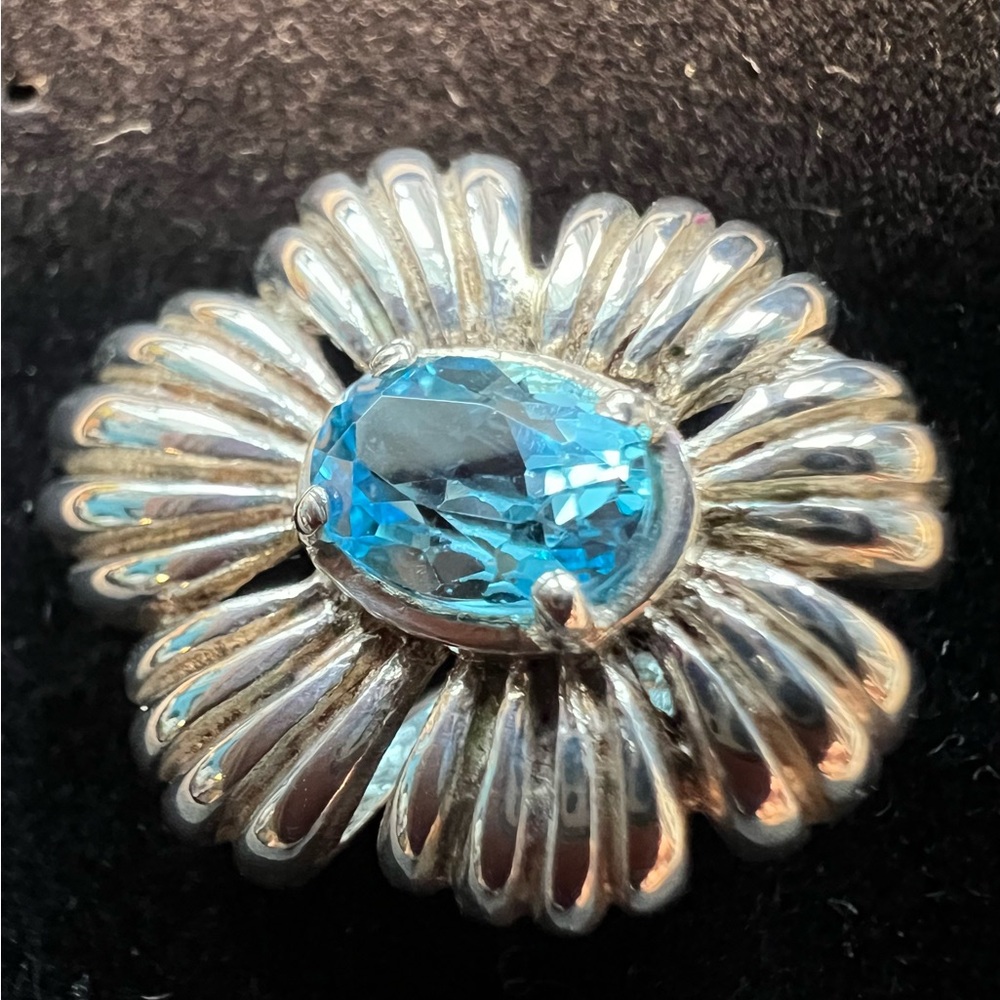Pendant: CNA 925 sterling silver slider Pendant with blue topaz. - Picture 5 of 7